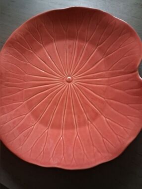 Vintage 1970 Ceramic Pink "Lotus" Serving Plate